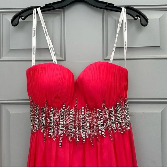 Sherri Hill 3909 Barbie Pink Strapless Long Formal Dress Prom Pageant Sz 2 - Picture 6 of 13